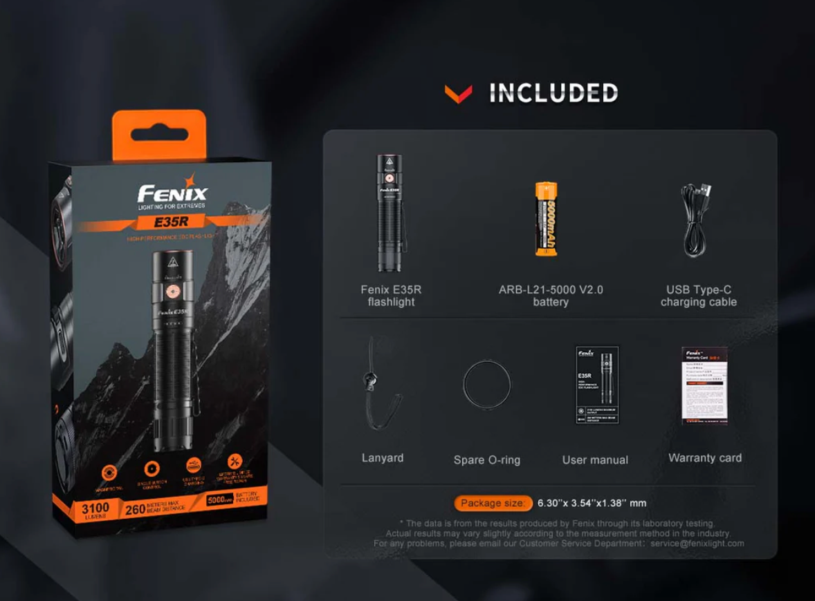 FENIX E35R RECHARGEABLE EDC FLASHLIGHT