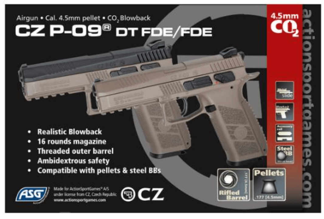 ASG Airgun CZ P-09, Airgun, pellets, dual tone-FDE