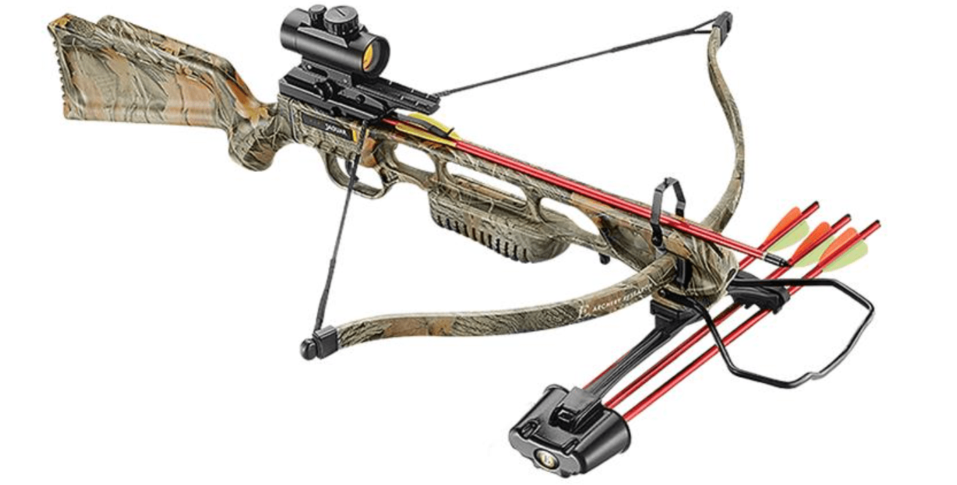 EK - Poelang Crossbow EK POELANG RECURVE CROSSBOW SETS JAG 1 DELUXE 220FPS CAMO 175LBS-RED DOT & ACCES